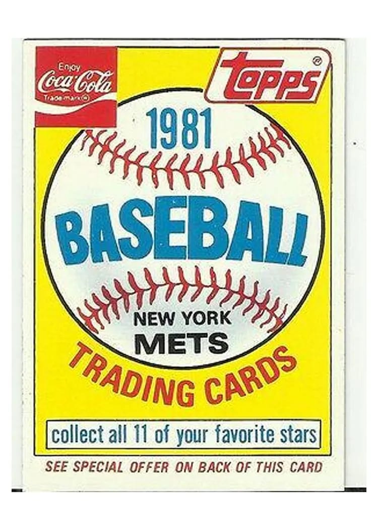 1981 Coca Cola Mets Header card