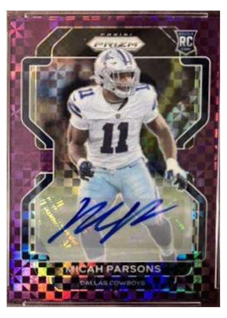 2021 Panini Prizm Micah Parsons Autograph Purple Power Prizm #382 card