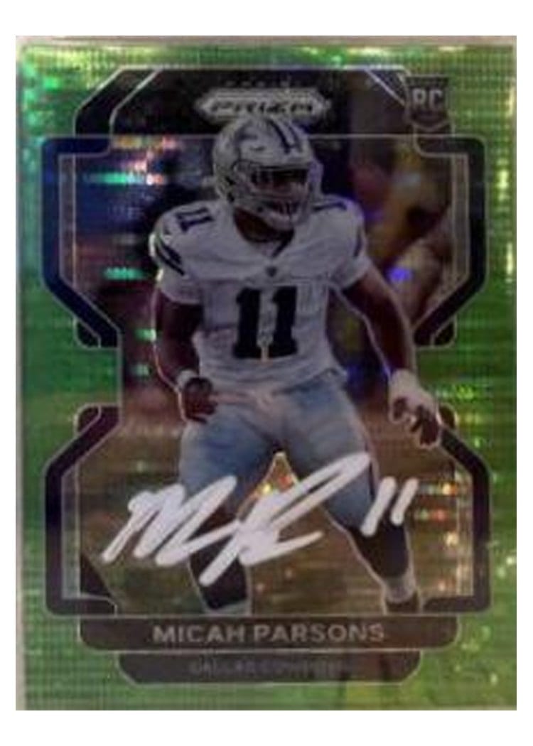 2021 Panini Prizm Micah Parsons Autograph Green Shimmer #382 card