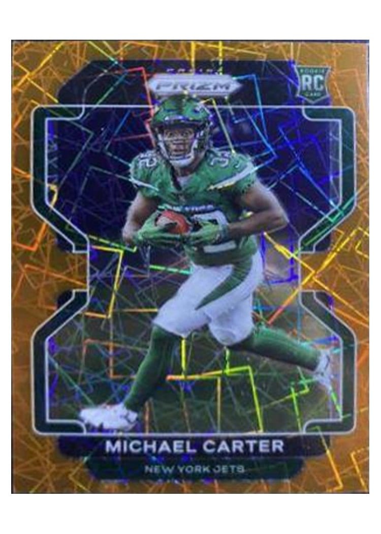 2021 Panini Prizm Base Set Michael Carter Orange Lazer Prizm #365 card