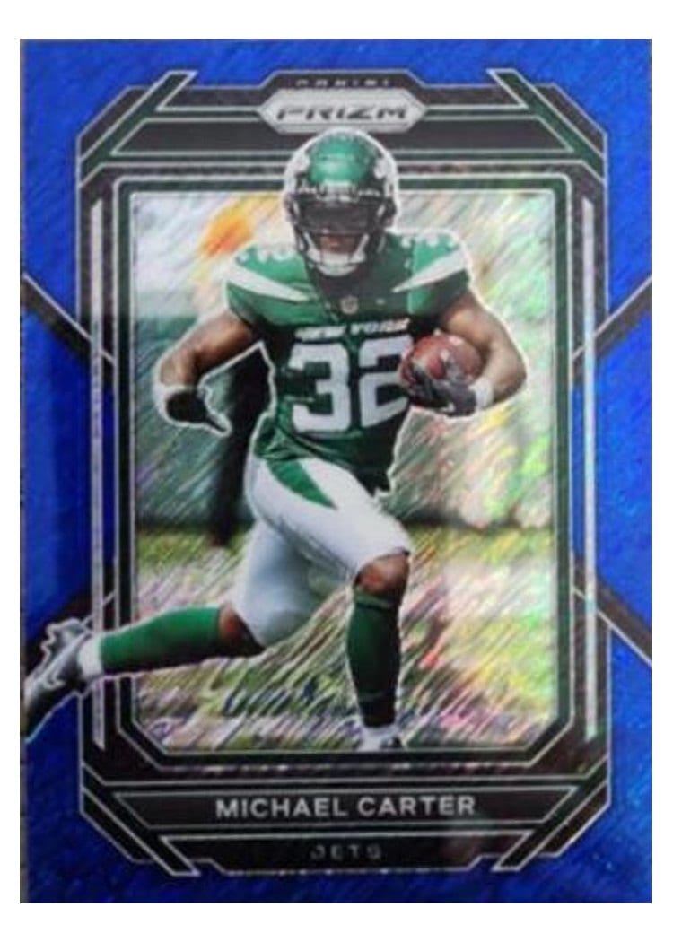 2022 Panini Prizm Base Set Michael Carter Blue Shimmer #226 card
