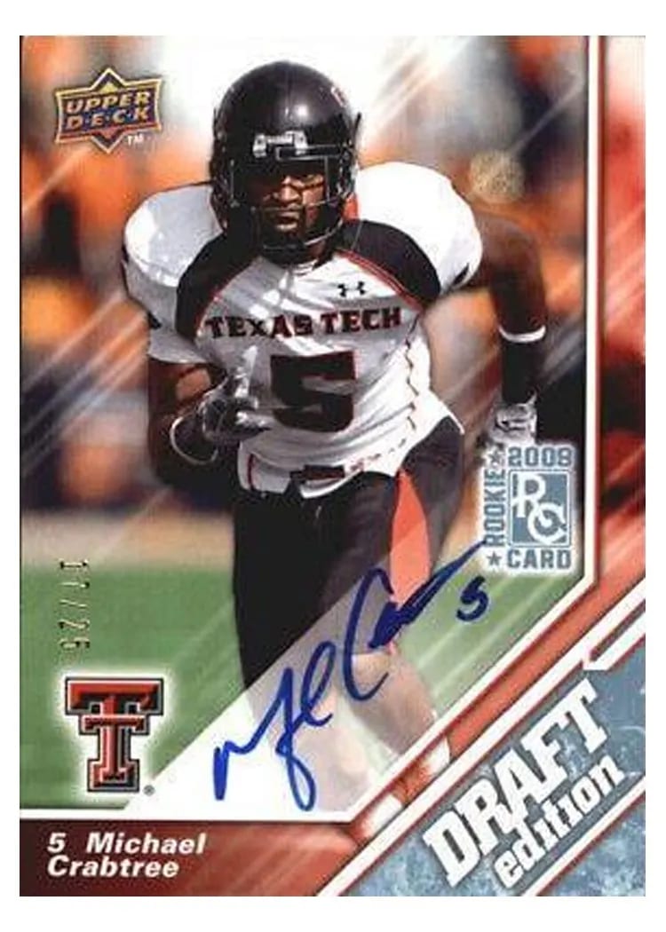 2009 Upper Deck Draft Edition Michael Crabtree Autograph Blue #7 card