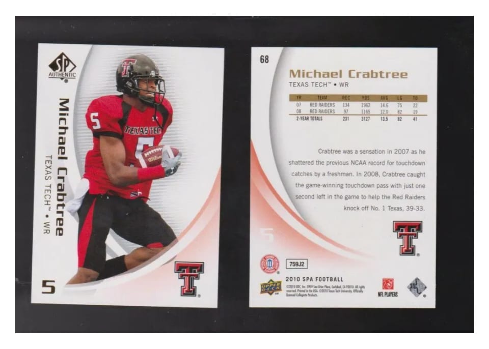 2010 SP Authentic Michael Crabtree #68 card