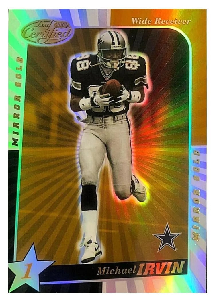 2000 Leaf Certified Michael Irvin 1 Star Mirror Gold #36 card