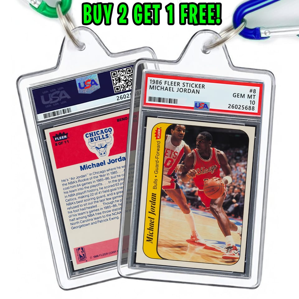 1986 Fleer Sticker Michael Jordan #8 card