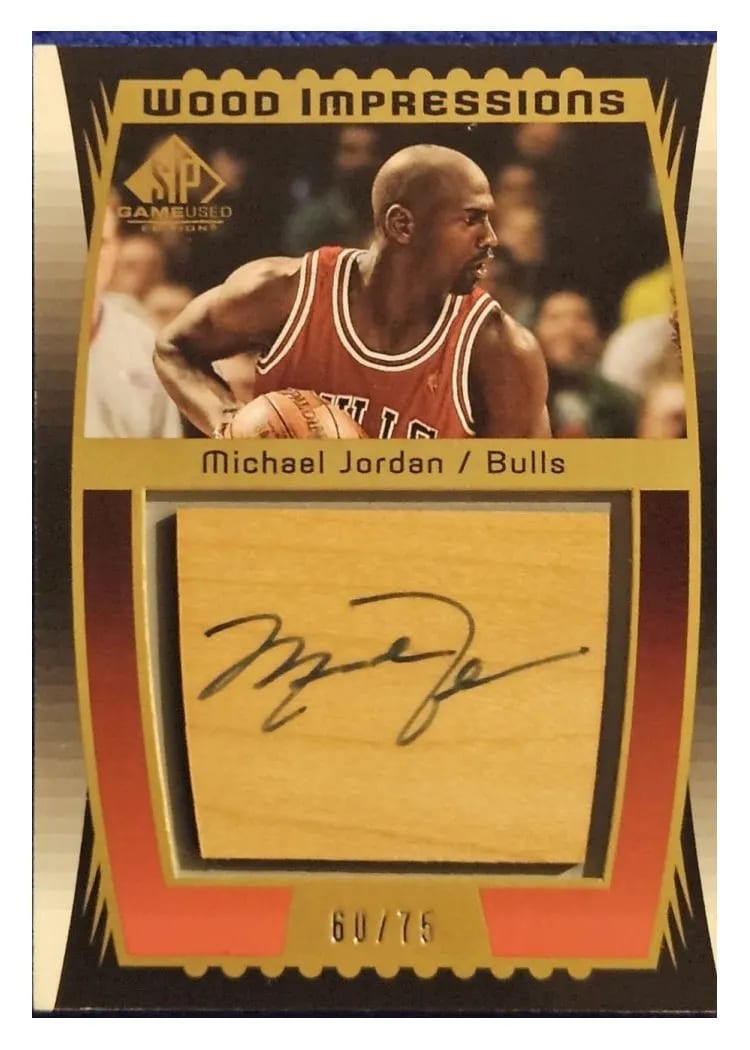 2004 SP Game Used Wood Impressions Autographs Michael Jordan #WI-MJ card
