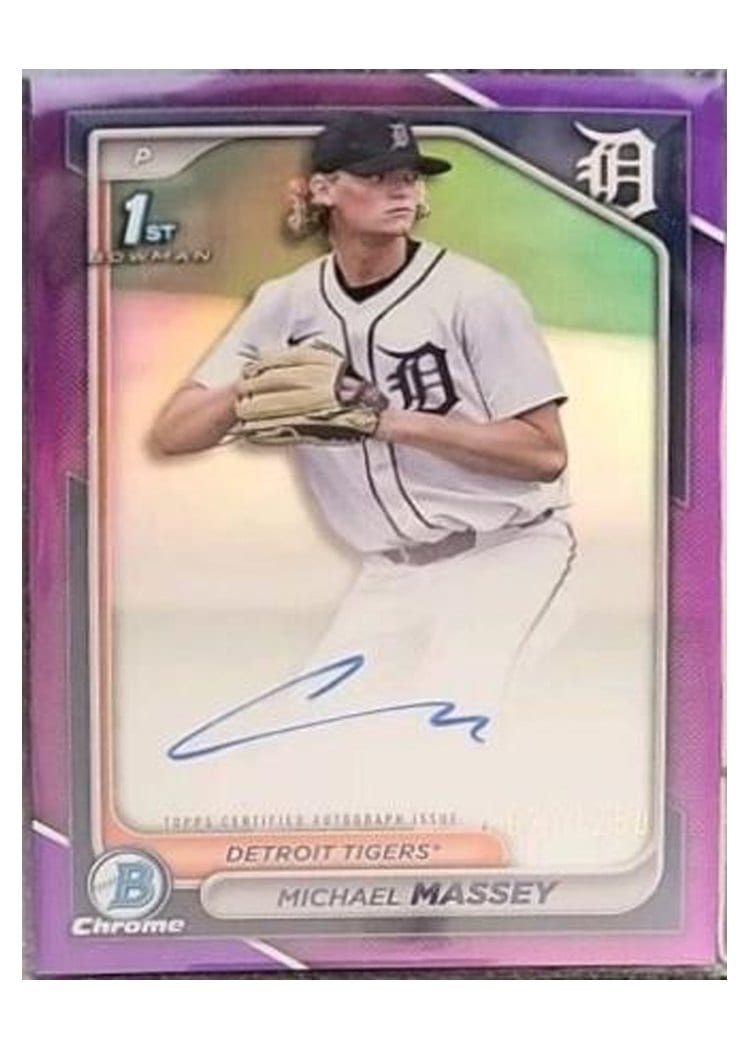 2024 Bowman Draft Chrome Prospect Autographs Michael Massey Purple Refractor #CPA-MMY card