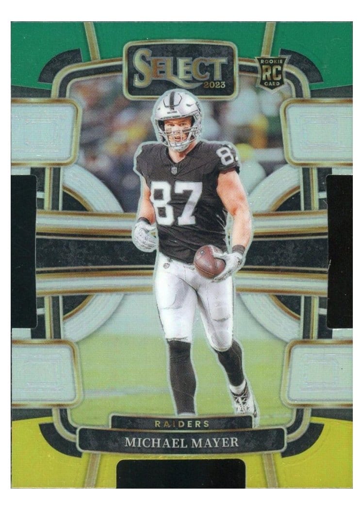 2023 Panini Select Base Set Michael Mayer Green Yellow Prizm Die-Cut #57 card