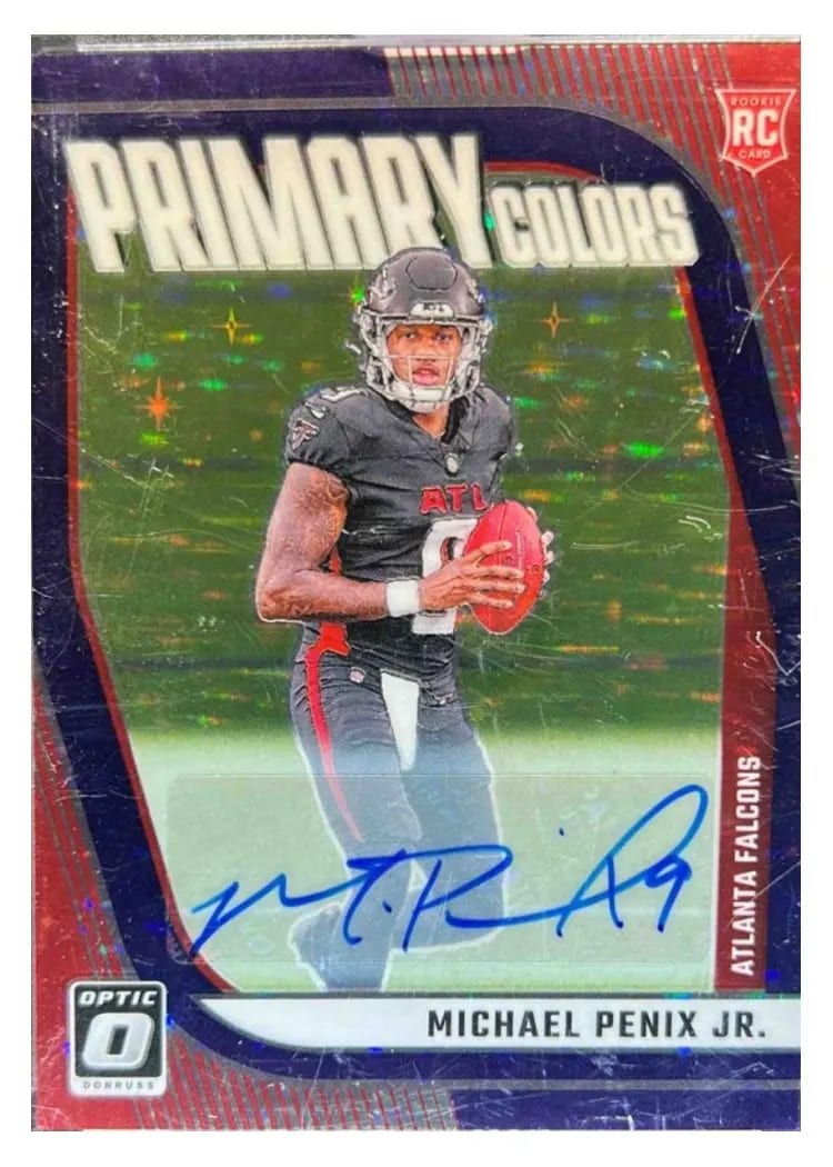 Michael Penix Jr. 2024 Panini Donruss Optic Rookie Primary Colors Autograph card