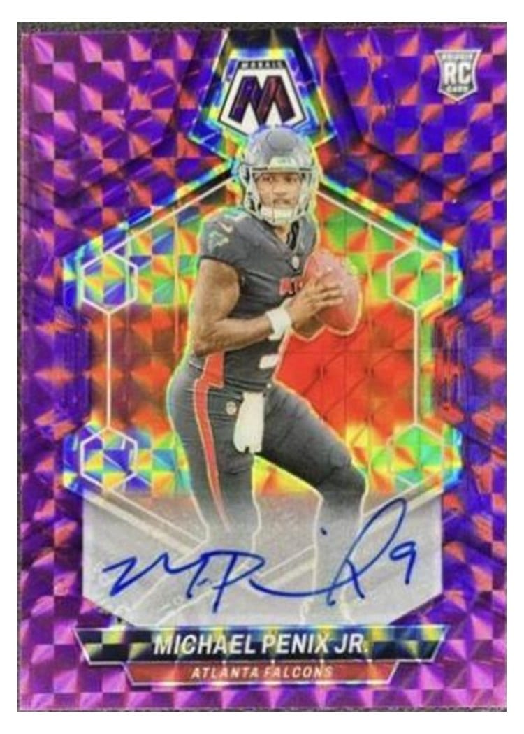 2024 Panini Mosaic Base Set Michael Penix Jr. Autograph Purple #308 card