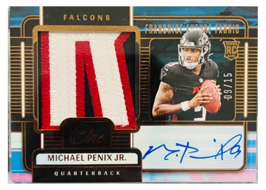 2024 Panini One Franchise Future Fabric Autographs Michael Penix Jr. Bronze Franchise Future Fabric Autograph #81