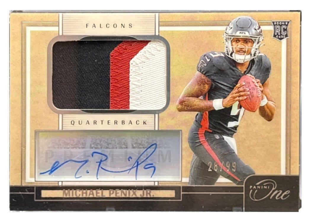 2024 Panini One Premium Rookie Patch Autographs Michael Penix Jr. #102 card