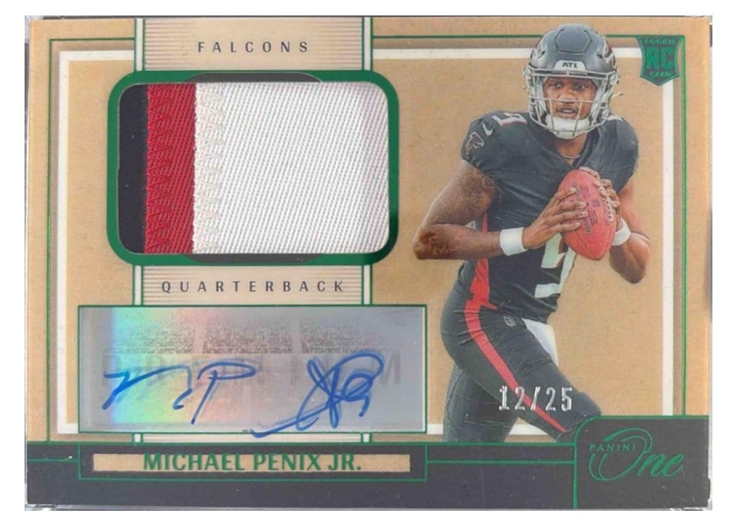 2024 Panini One Premium Rookie Patch Autographs Michael Penix Jr. #102 card