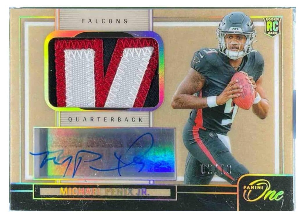 2024 Panini One Premium Rookie Patch Autographs Michael Penix Jr. #102 card