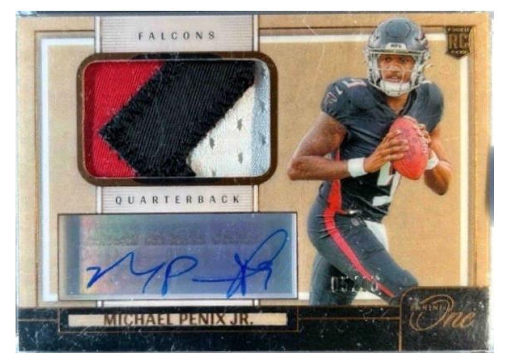2024 Panini One Premium Rookie Patch Autographs Michael Penix Jr. #102 card