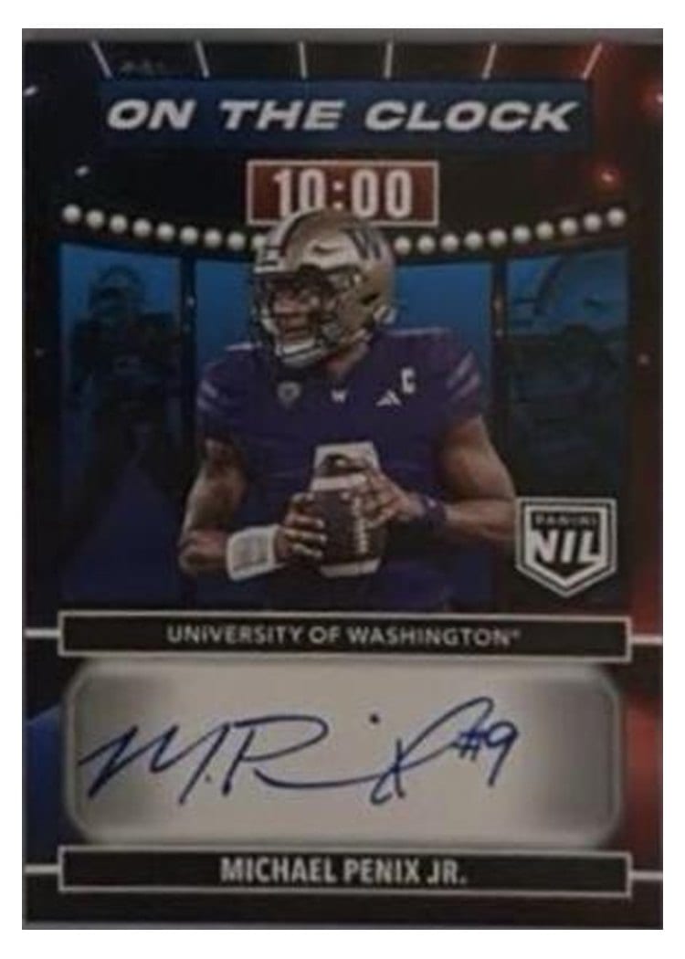 2024 Panini Prestige On the Clock Signatures Michael Penix Jr. #OTC-MPJ card