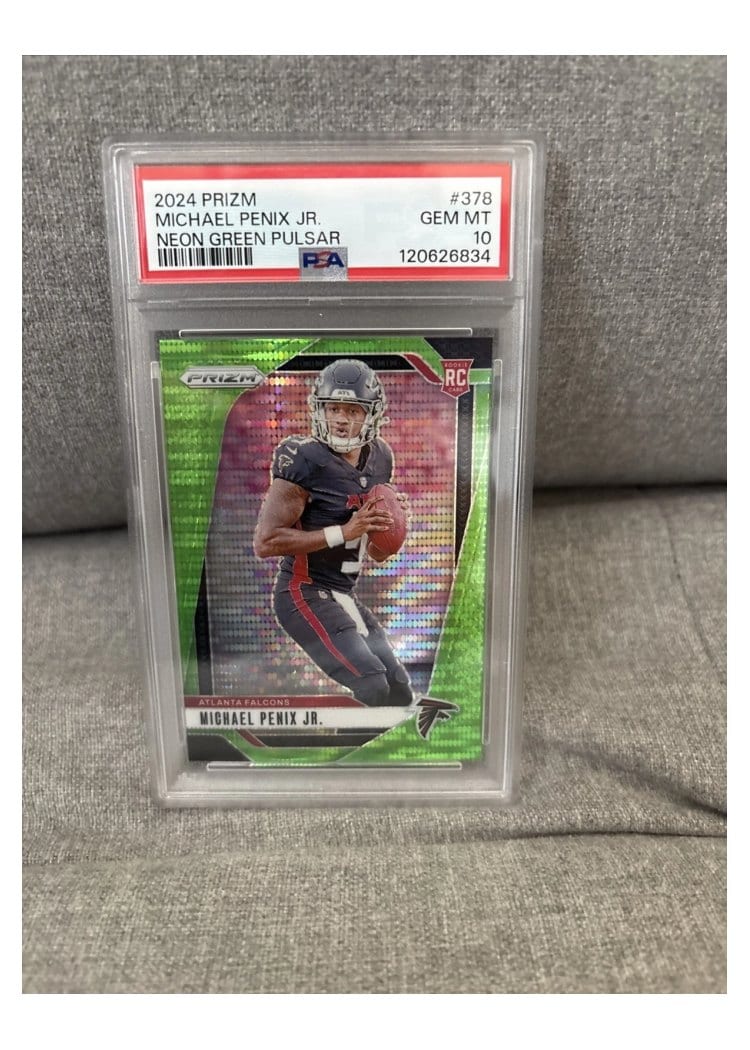 2024 Panini Prizm Base Set Michael Penix Jr. Neon Green Pulsar #378 card
