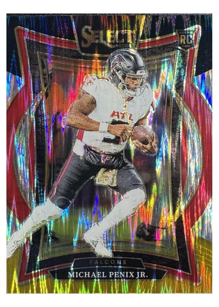 2024 Panini Select Michael Penix Jr. Black Gold Prizm Shock #80 card