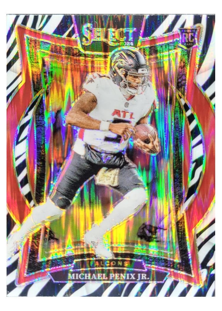 2024 Panini Select Michael Penix Jr. Zebra Prizm Shock #80 card