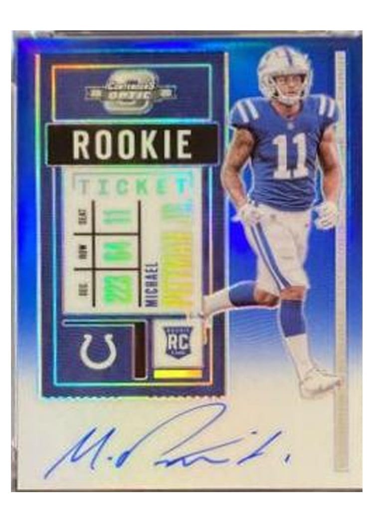 2020 Panini Contenders Optic Base Set Michael Pittman Jr Autograph Teal #114 card
