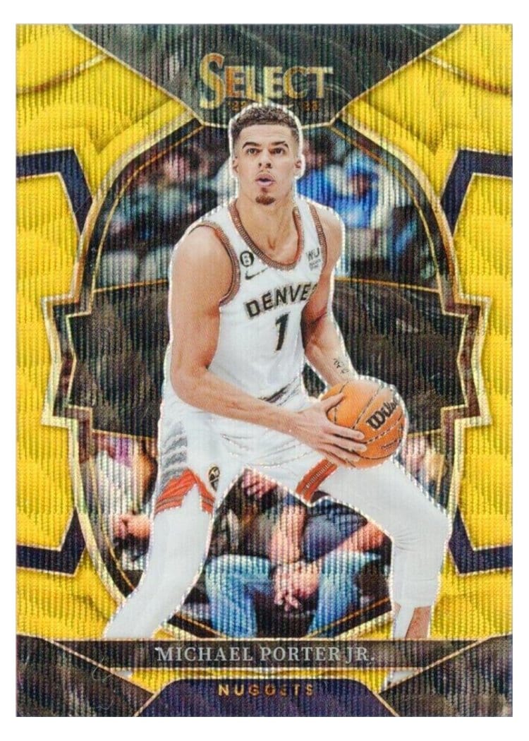 2022-23 Panini Select Base Set Michael Porter Jr. Gold Wave Prizm #214 card