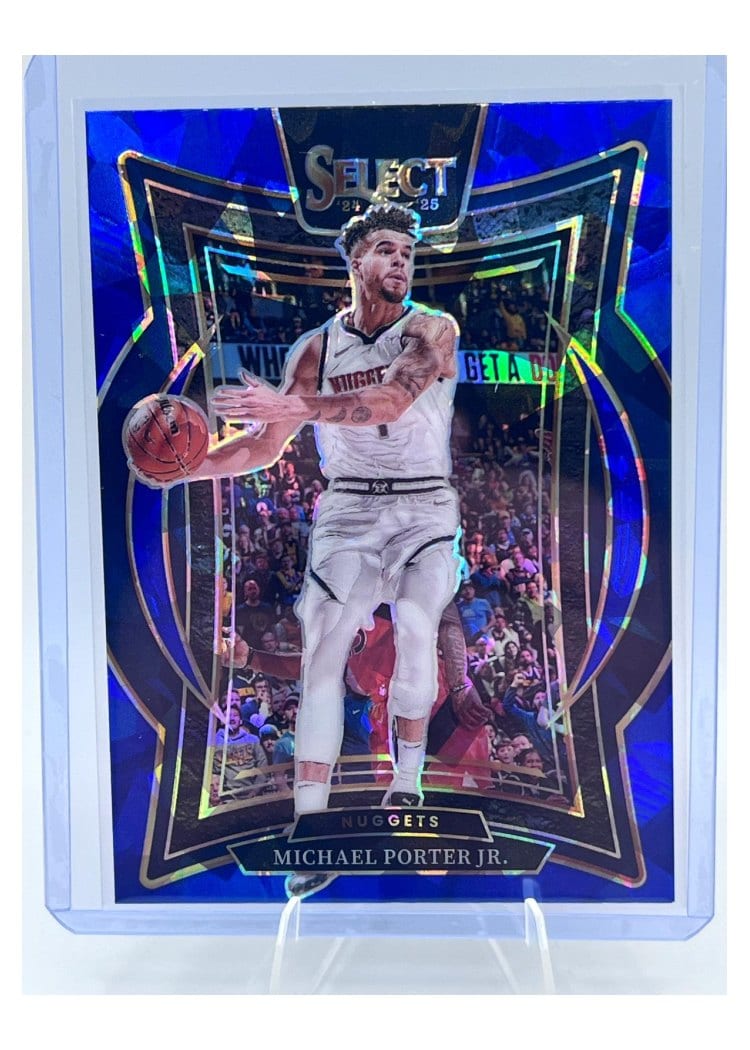 2024-25 Panini Select Base Set Michael Porter Jr. Blue Cracked Ice Prizm #32 card