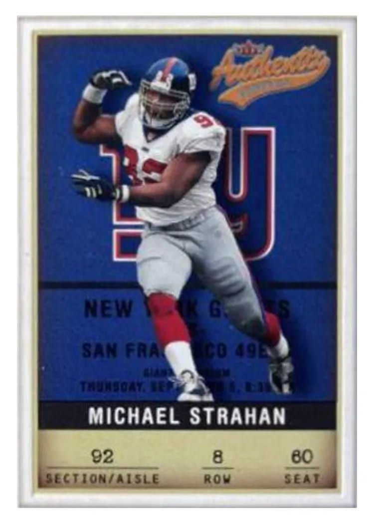 2002 Fleer Authentix Michael Strahan #8 card