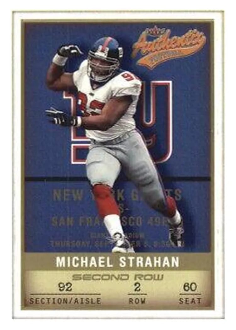 2002 Fleer Authentix Michael Strahan #8 card