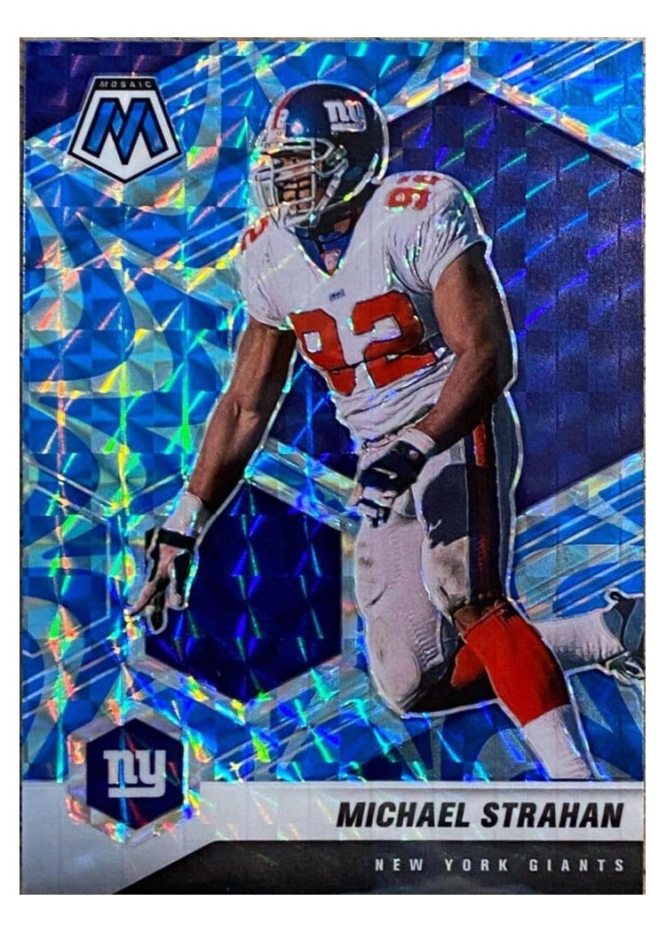 2021 Panini Mosaic Base Set Michael Strahan Reactive Blue Mosaic #150 card