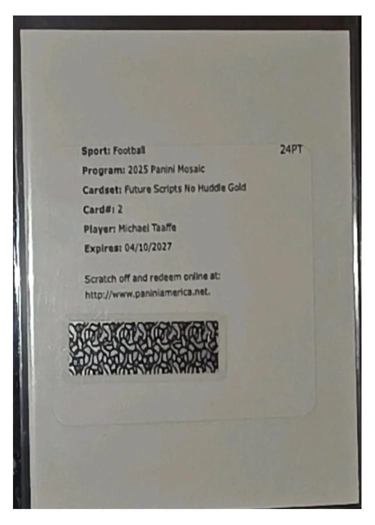 2025 Panini Mosaic Future Scripts Michael Taaffe #2 card