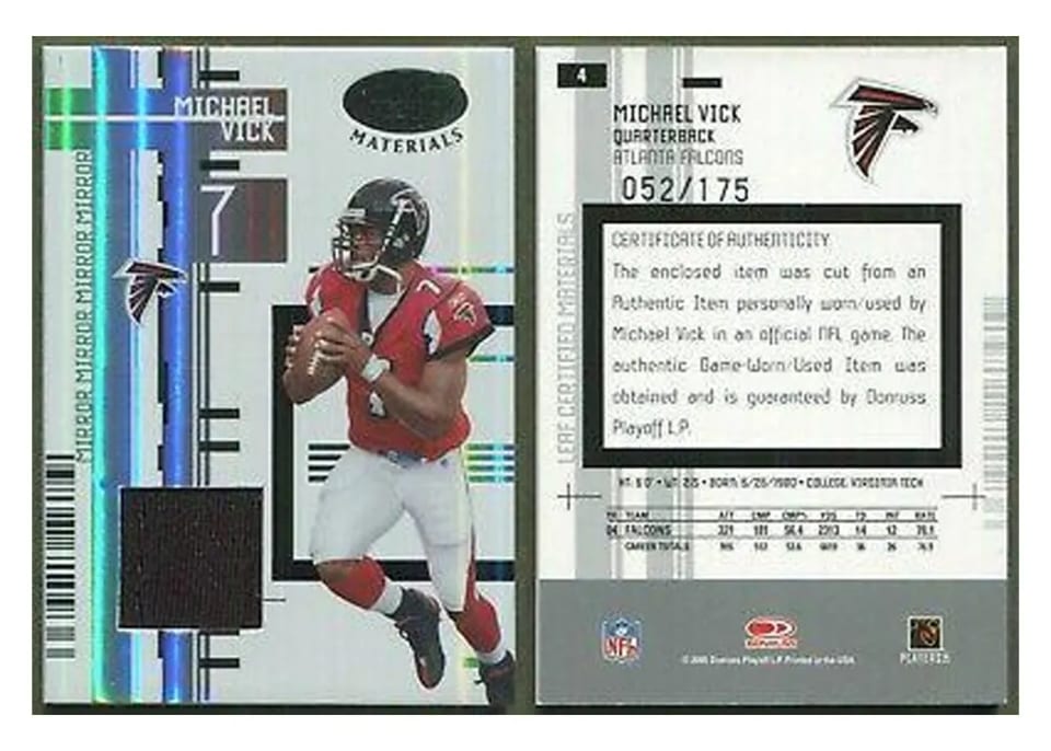 2005 Leaf Certified Materials Michael Vick #4 card