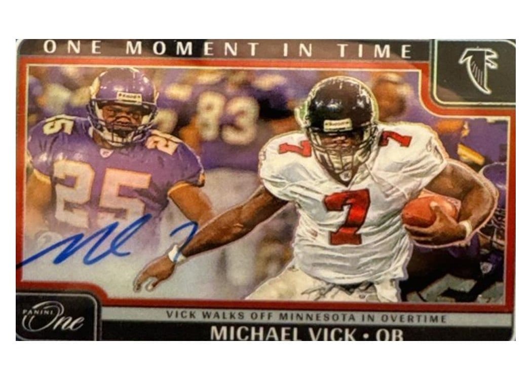 Michael Vick 2024 Panini One One Moment in Time Autographs card