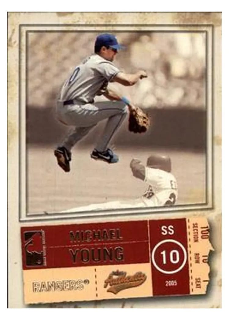 2005 Fleer Authentix Michael Young #50 card