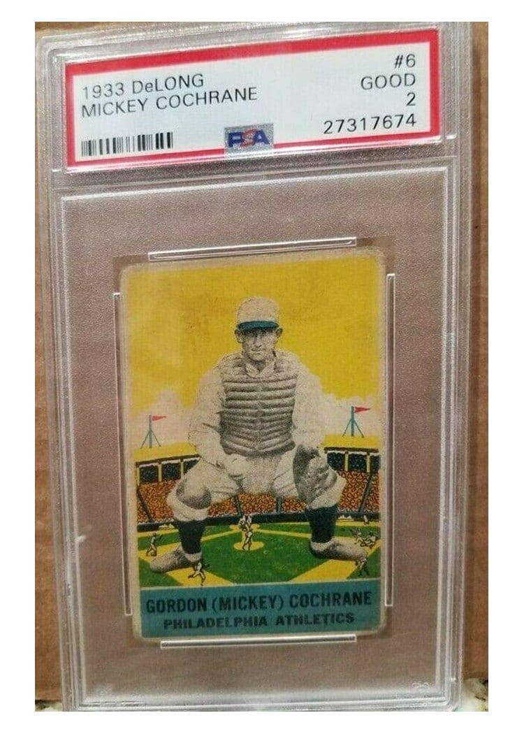 1933 DeLong Mickey Cochrane #6 card