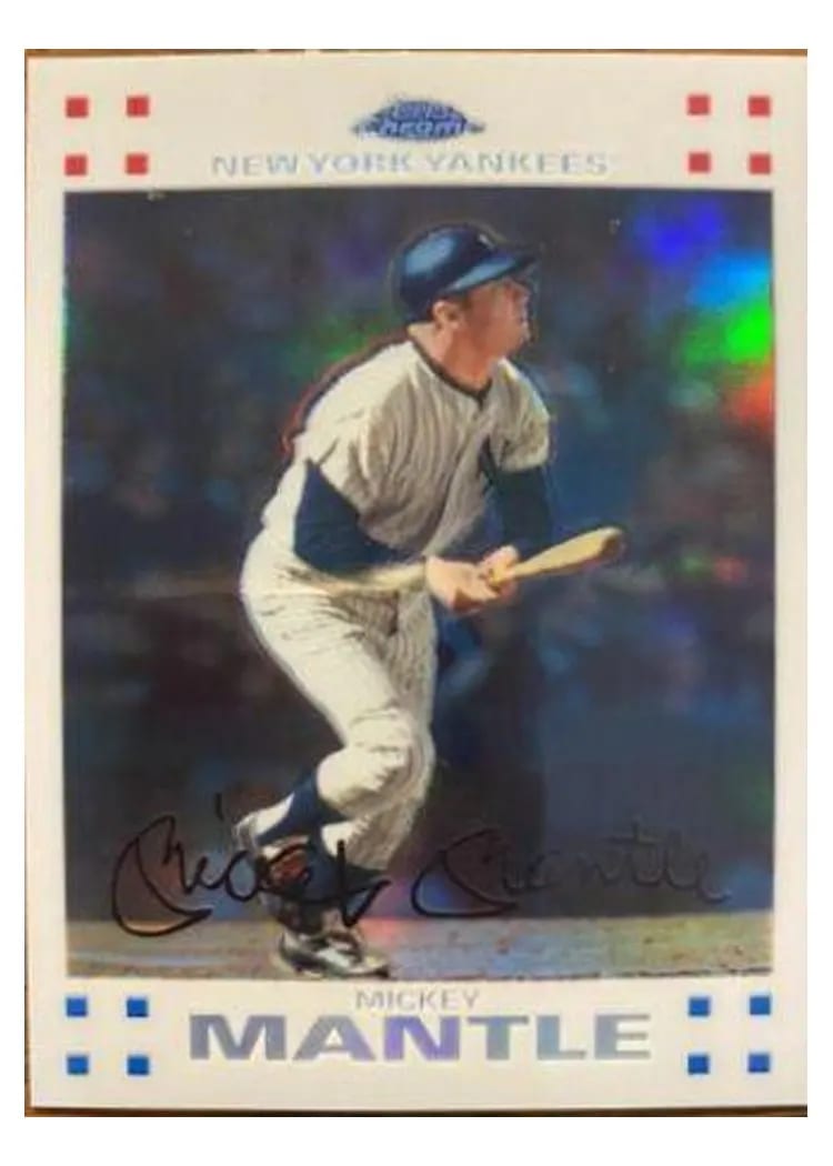 2007 Topps Chrome Mickey Mantle White Refractor #4 card