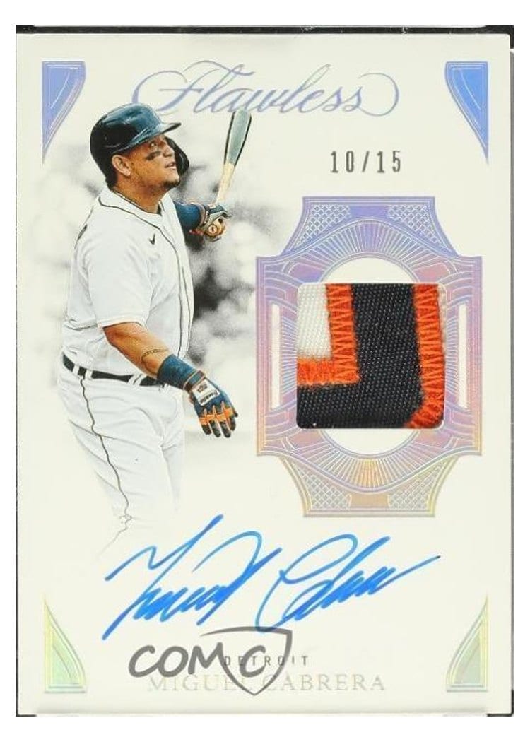 2025 Panini Flawless Prime Patch Autograph Vertical Miguel Cabrera #10 card