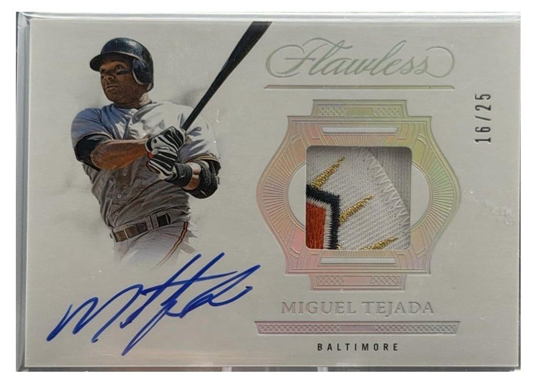 2025 Panini Flawless Prime Patch Autograph Horizontal Miguel Tejada #2 card