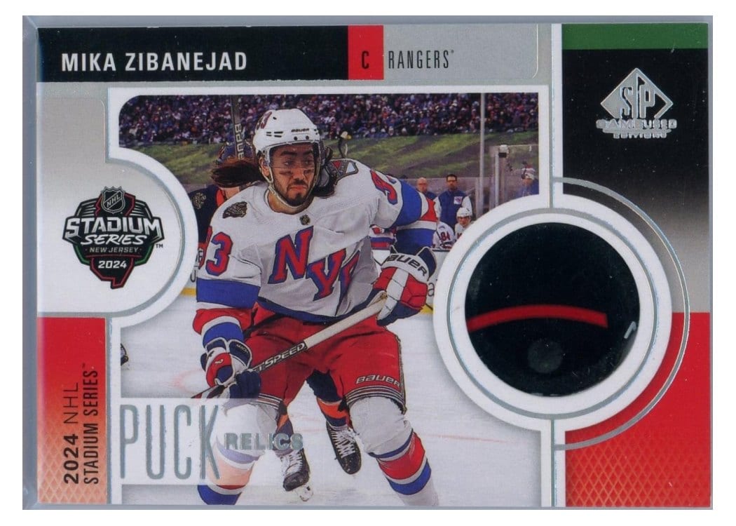 2024-25 SP Game Used 2024 Stadium Series Islanders-Rangers Puck Relics Mika Zibanejad #SSP-MZ card