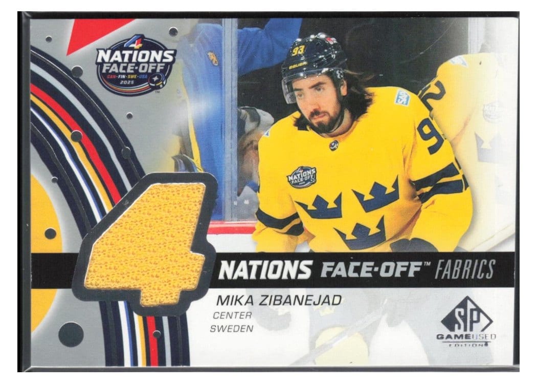 2025-26 SP Game Used 2025 4 Nations Face-Off Fabrics Mika Zibanejad #4N-MZ card