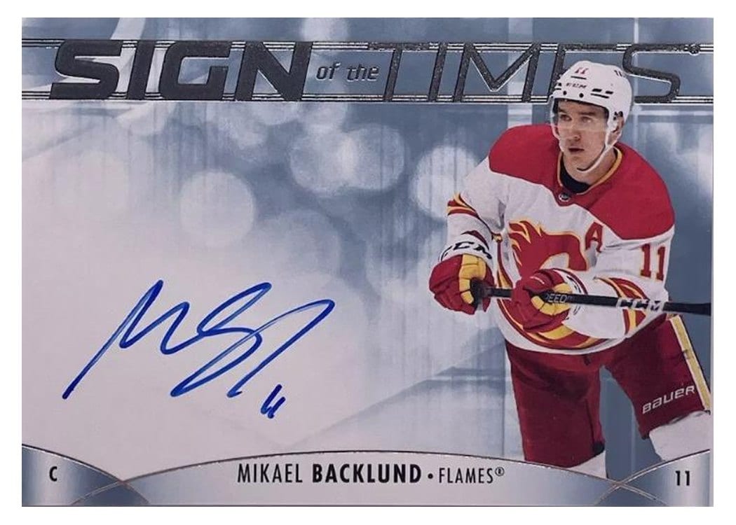 2023-24 SP Authentic Sign of the Times Auto Mikael Backlund #SOTT-BA card