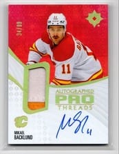 2023-24 Upper Deck Ultimate Collection Pro Threads Mikael Backlund #PT-MB card