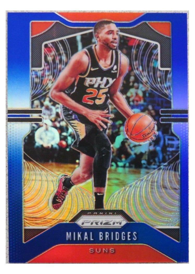 2019-20 Panini Prizm Base Set Mikal Bridges Blue Prizm #99 card