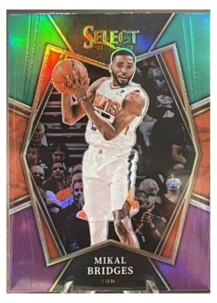 2021-22 Panini Select Base Set Mikal Bridges Tri Color Prizm #147 card