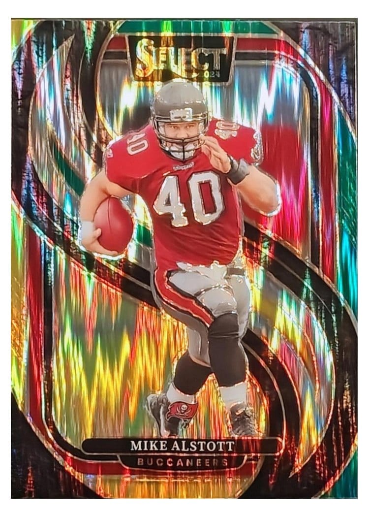 2024 Panini Select Base Set Mike Alstott Green Yellow Prizm Shock #183 card