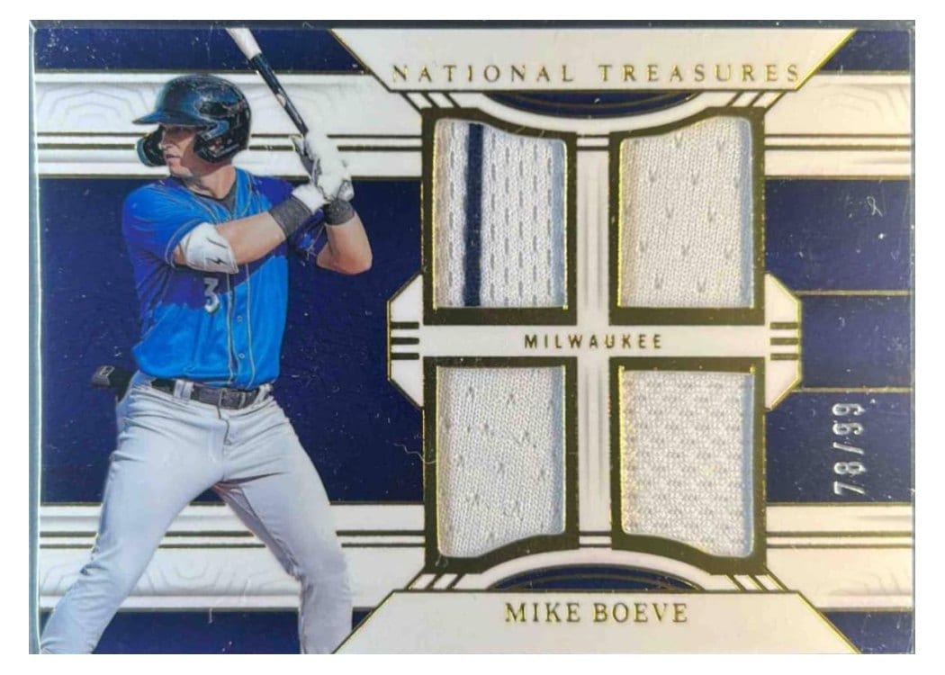 2024 Panini National Treasures Game Gear Swatches Quad Mike Boeve #20 card