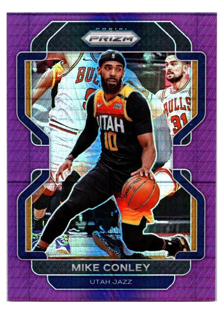 2021-22 Panini Prizm Base Set Mike Conley Purple Hyper Prizm #117 card
