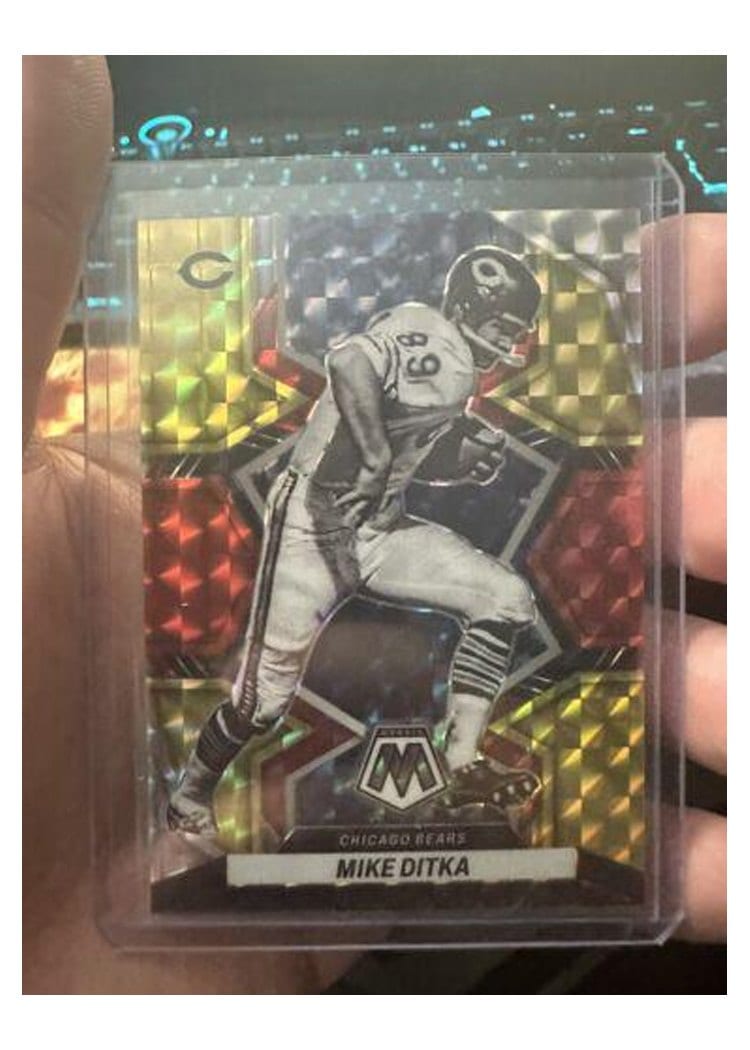 2022 Panini Mosaic Base Set Mike Ditka Choice Fusion Red Yellow #38 card