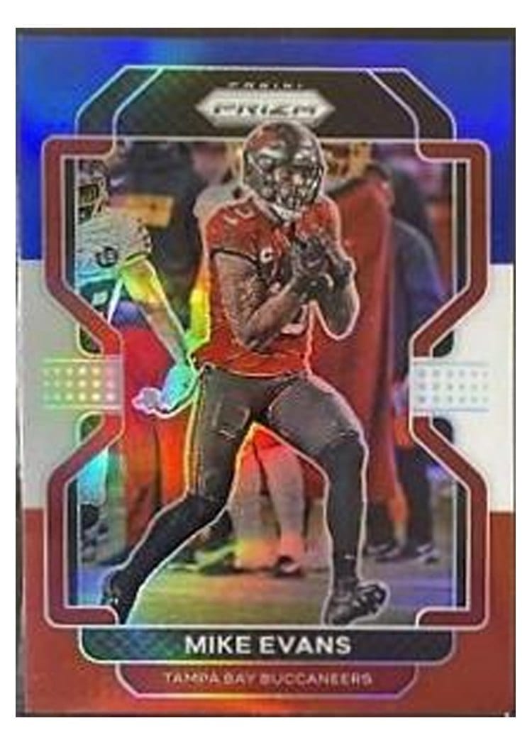 2021 Panini Prizm Base Set Mike Evans Red White and Blue Prizm #290 card