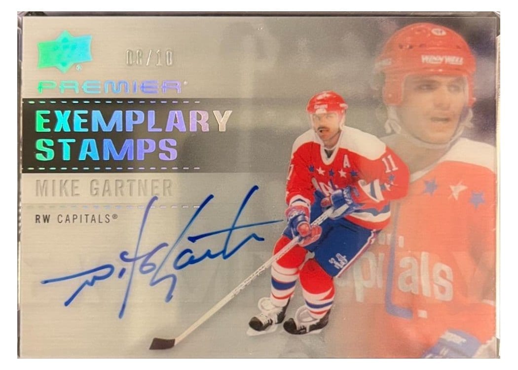 2023-24 Upper Deck Premier Exemplary Stamps Mike Gartner #ES-MG card