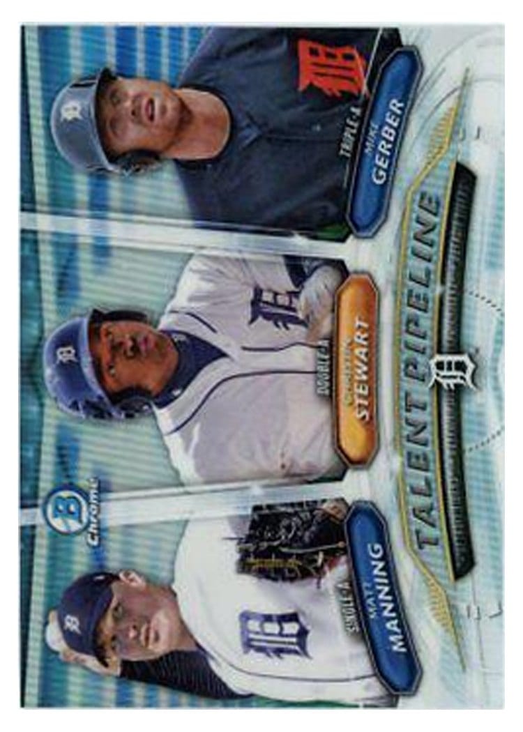2018 Bowman Talent Pipeline Chrome Mike Gerber, Christin Stewart, Matt Manning #DET card